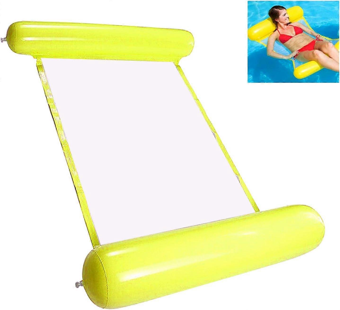 Inflatable Water Hammock, (Yellow)Floating Reclining Float Hammock, Inflatable Floating Bed Hammock 4-in-1 Multi Purpose Foldable Floating Portable Ha