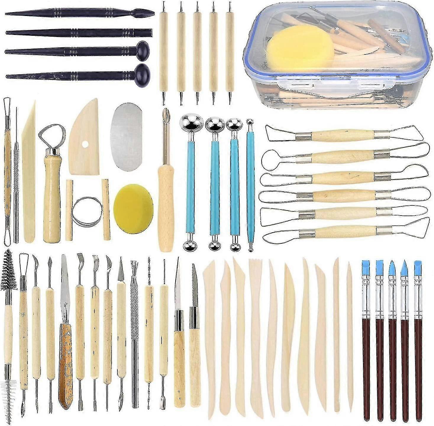 57pcs Ceramic Clay Tools Set With Plastic Case Modeling Pottery Sculpting Tools Kits For Beginners Professionals Kids After School Ceramics Classes