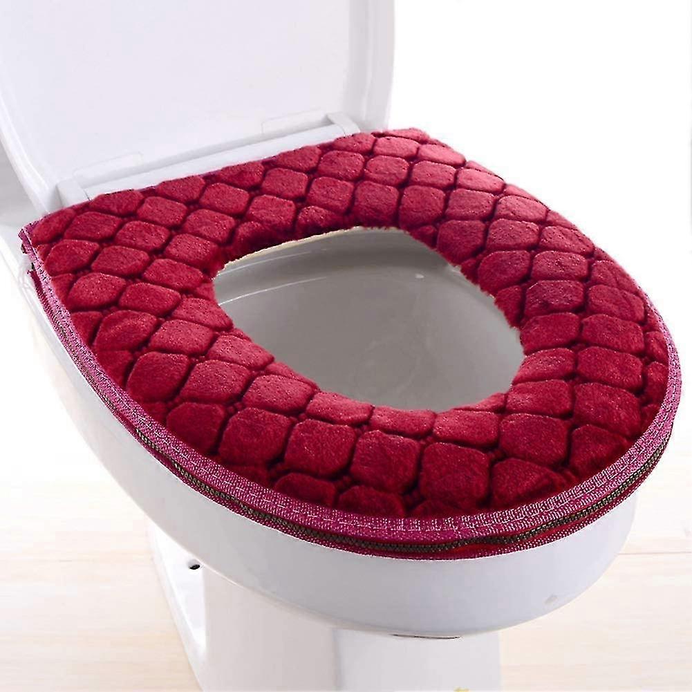 Coprisedili wc per bagno, cuscino sedile WC Coperture morbide più spesse più spesse Lavabili Copri sedile WC Pads con cerniera Home riutilizzabile (rosso)