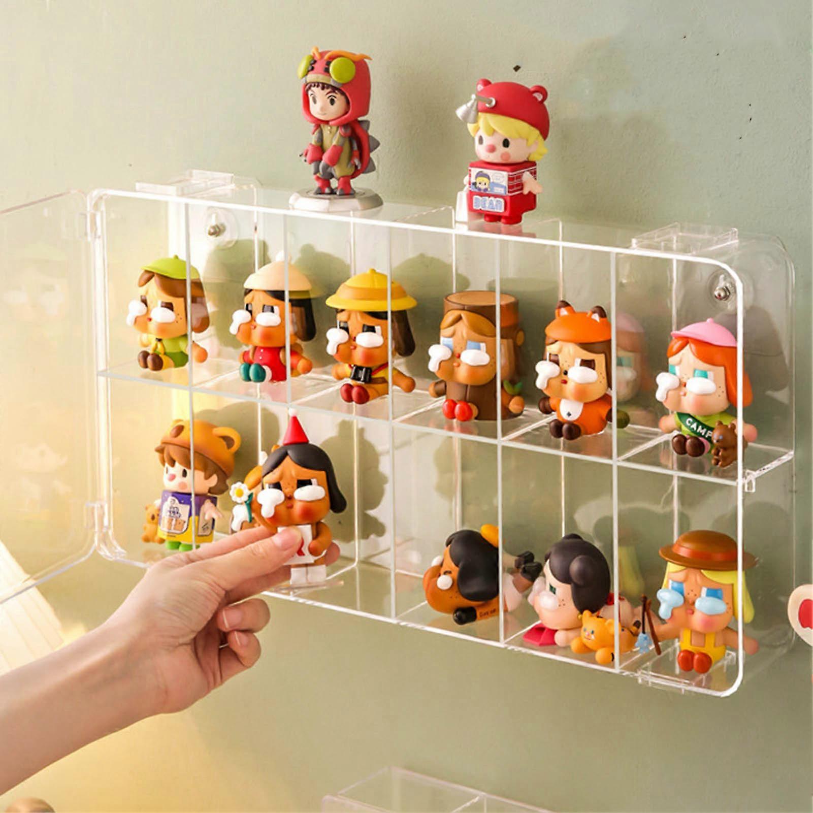Display Case Clear Desktop Seperate Cubes Water Dust Proof Show Display Box for Figures Doll Toys 6/12 Cubes
