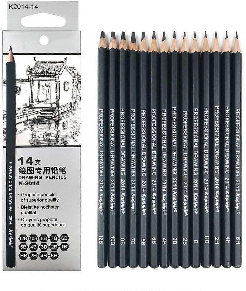 Drawing Pencils Set (14 Pcs) - Various Graphite Sketching Pencils