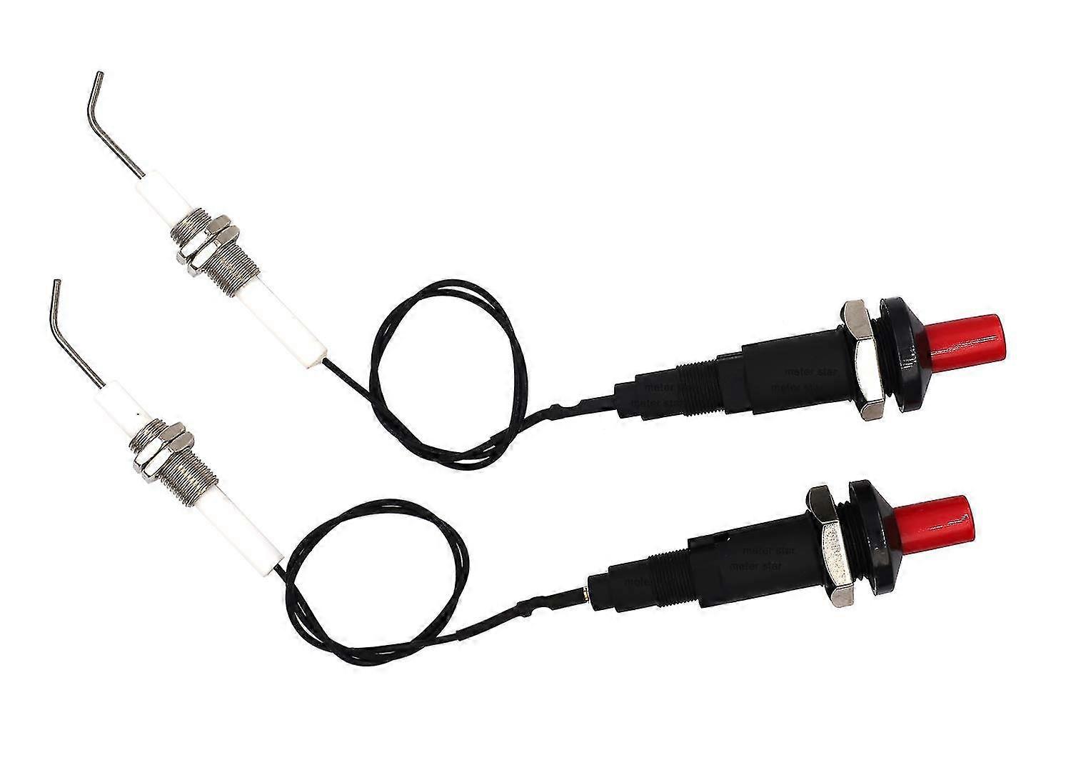 2pcs Push Button Piezo Igniter With Ceramic Threaded Universal Spark Plug Wire, 30cm Long Ignition Electrodes-WG