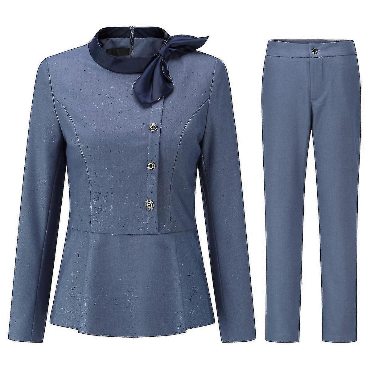 נשים 2 חלקים אלגנטית עניבת פפיון בכושר רזה חליפת עסקים (בלייזר + מכנסיים)