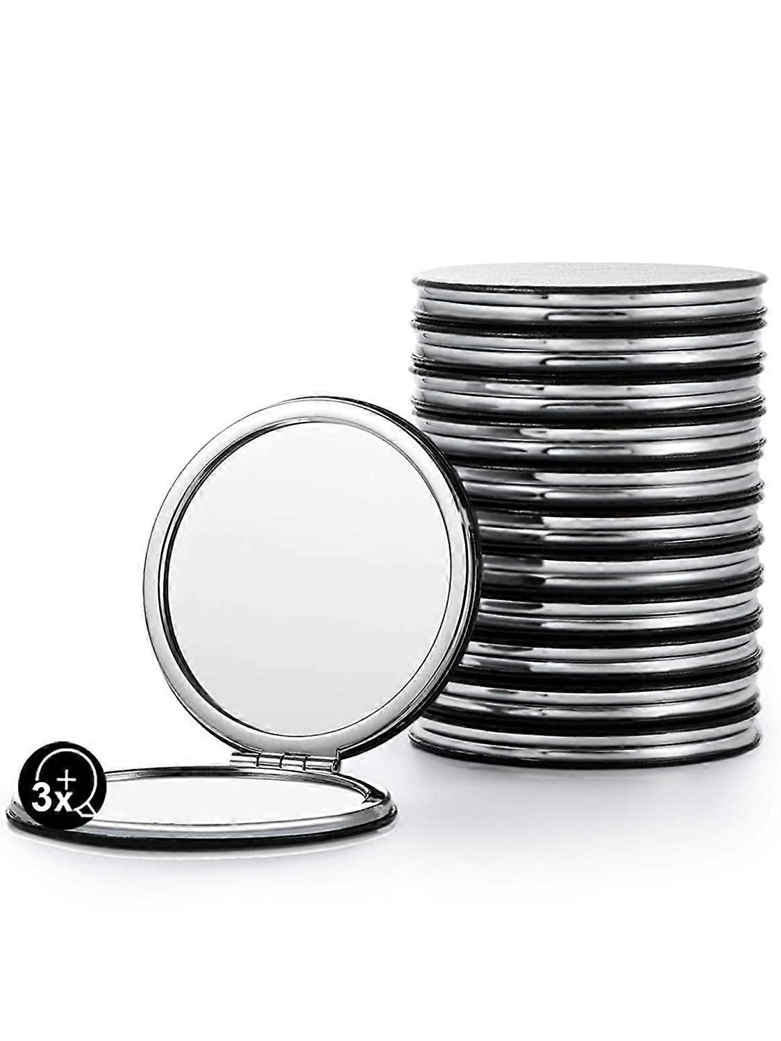 Specchio compatto Bulk semplice doppio lato piccolo specchio, Set di 12 rotondi doppio lato 1X/3X ingrandimento nero