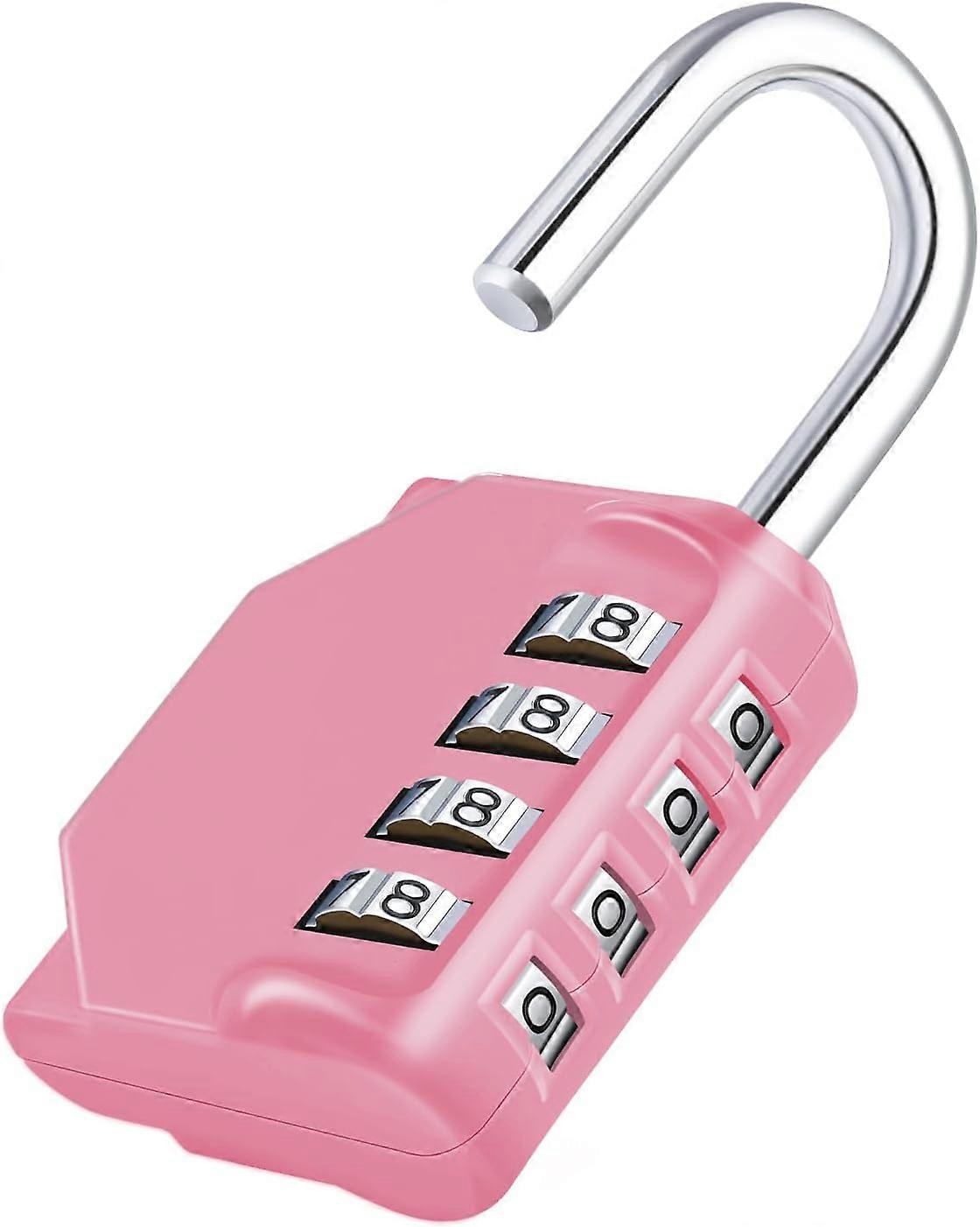 Combination Lock, 4 Digit Combination Padlock Outdoor, School Lock, Gym Lock (Pink)