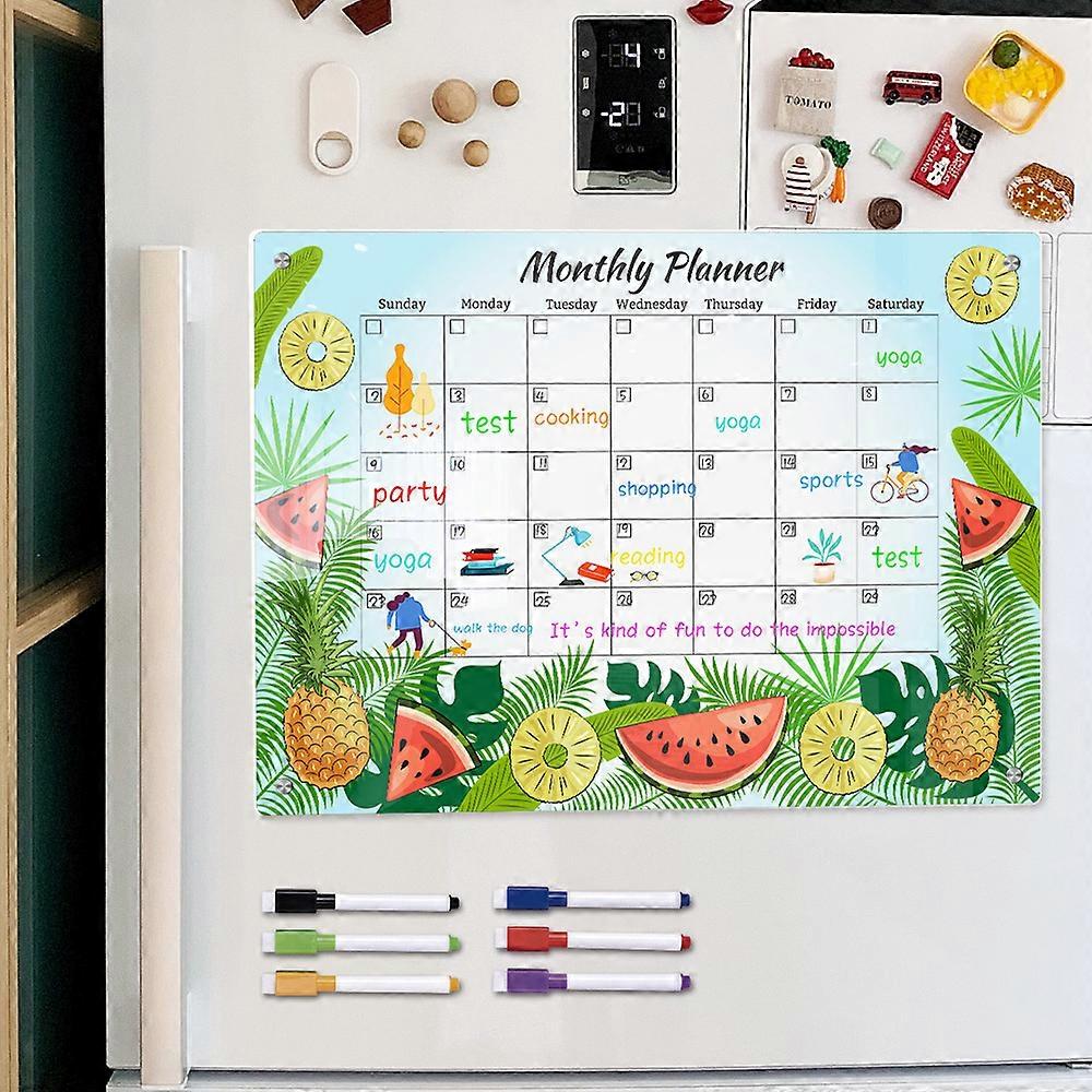 Dww-Magnetic Fruit Pattern Board with Pen (Large), Transparent Erasable Acrylic Writing Board, Memo Pads