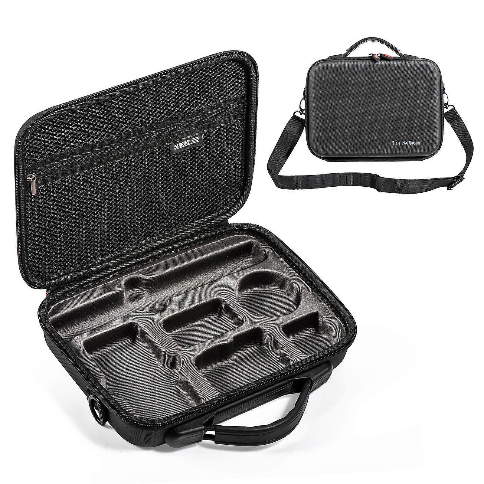 Carrying Case for DJI Action 4, PU Travel Portable Storage Bag with Shoulder Strap