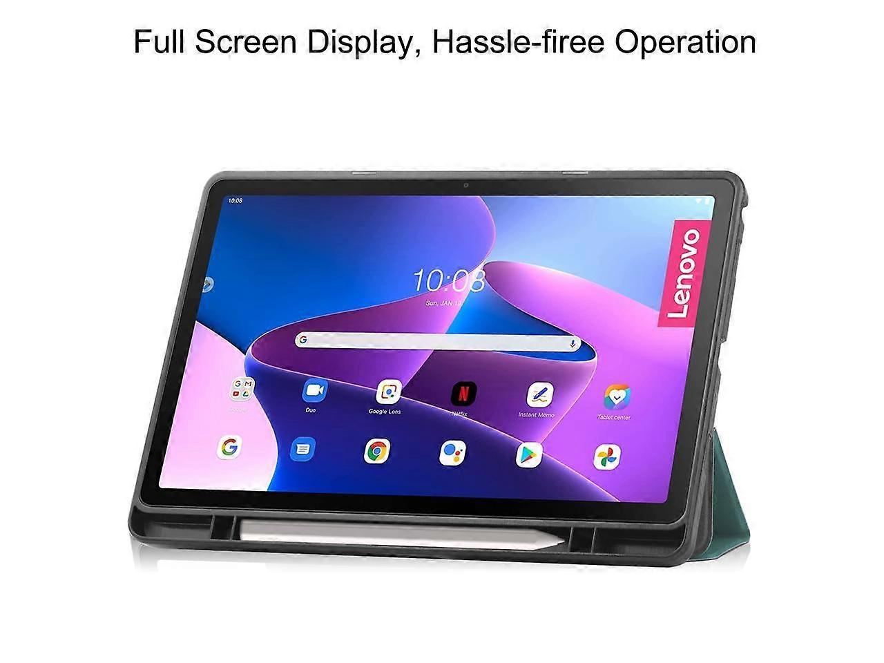 Custodia In Pelle PU Con Stilo Per Lenovo Tab M10 FHD Plus 2020 (10.3") - Farfalla Verde, Con Portapenne