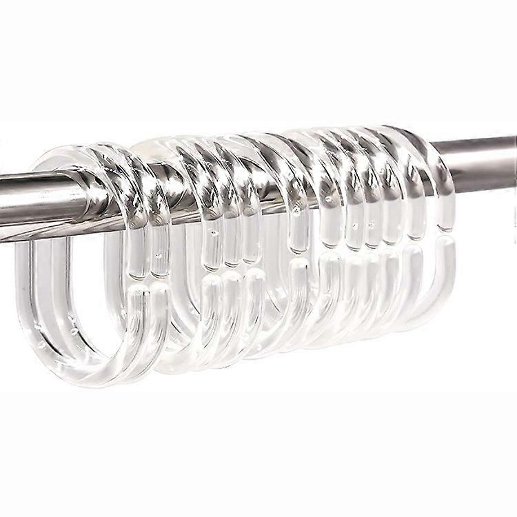 Shower Curtain Rings 24 Pieces Transparent White 3.8 x 5.5 cm