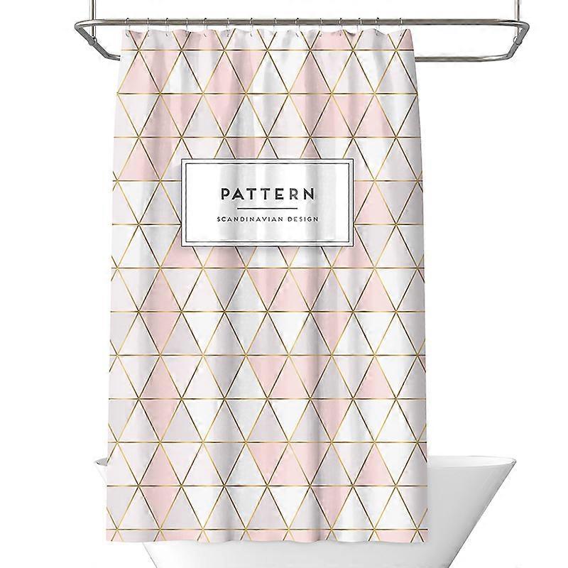 Pink White Triangle Pattern Waterproof Shower Curtain 180x180cm