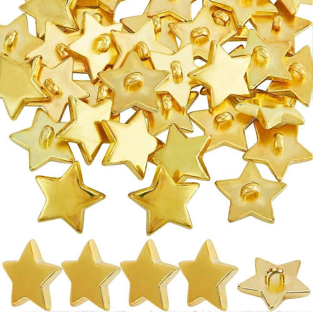 40Pcs Plastic Shank Buttons 1-Hole Star Goldenrod 18mm
