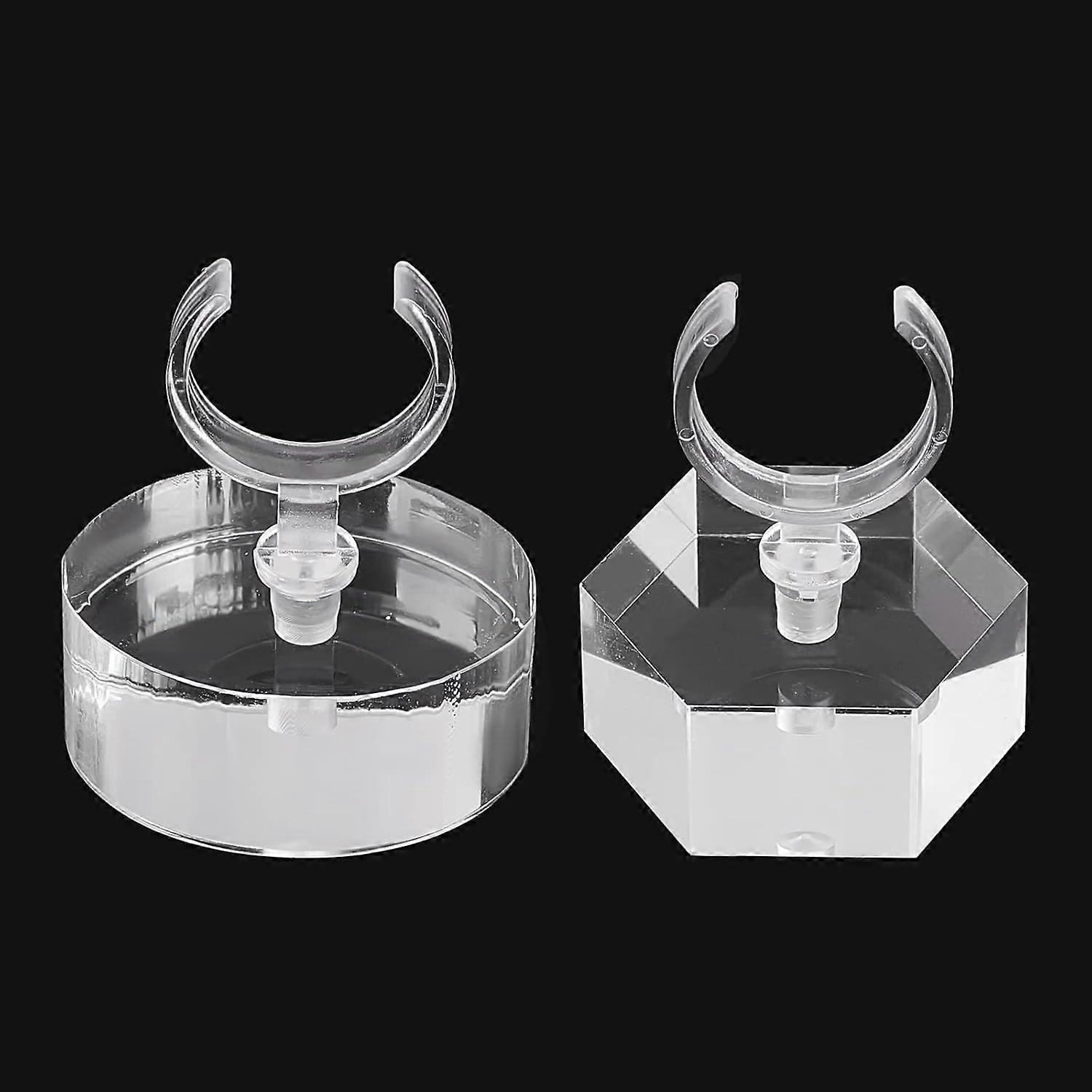 2 Sets Acrylic Ring Display Holder, Oval Hexagon Clear Ring Showcase Display Acrylic Block Jewelry Storage Stand for Ring Jewelry Display Home Trade S