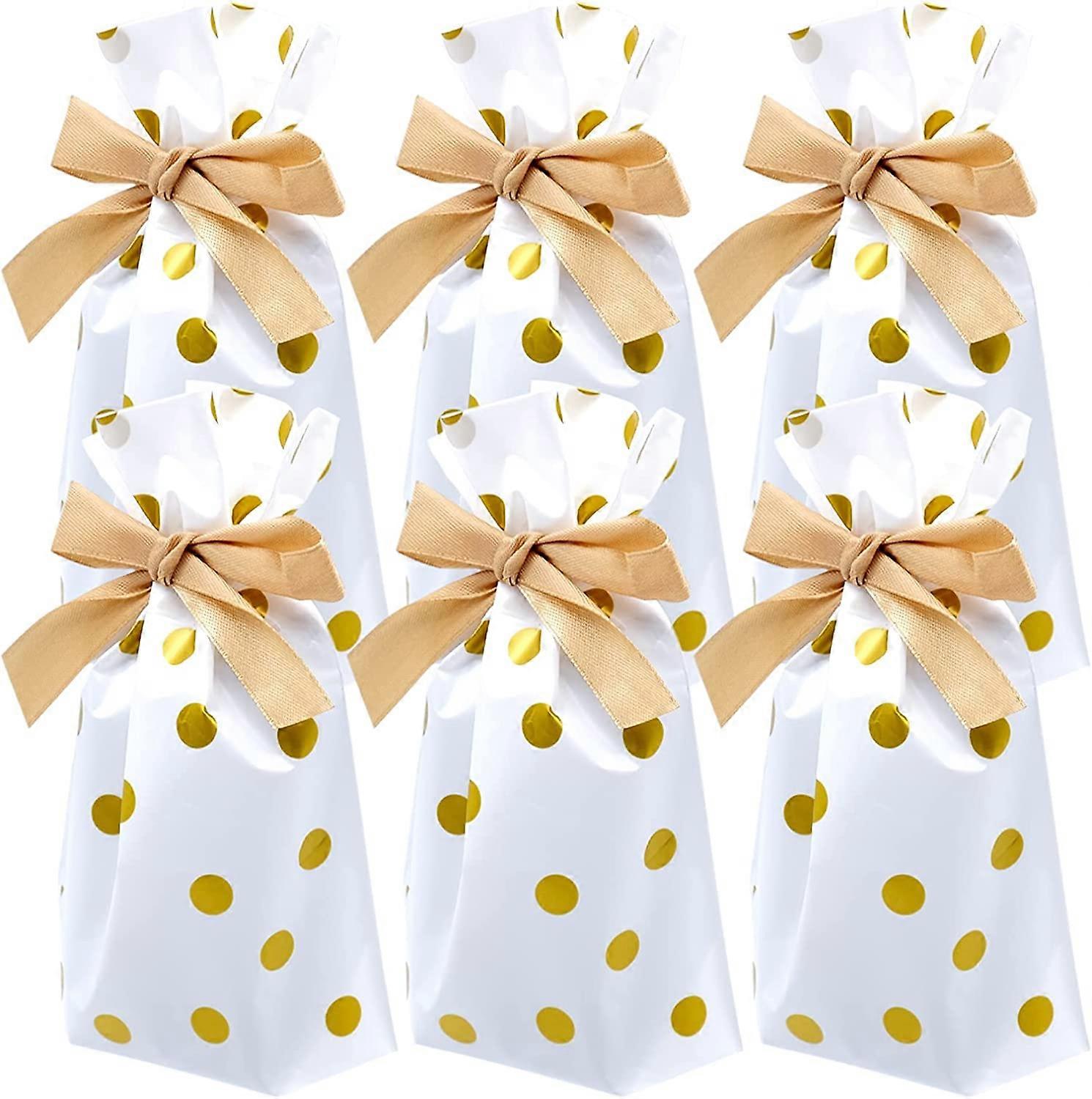 50pcs Gold Drawstring Gift Bags with Ribbon