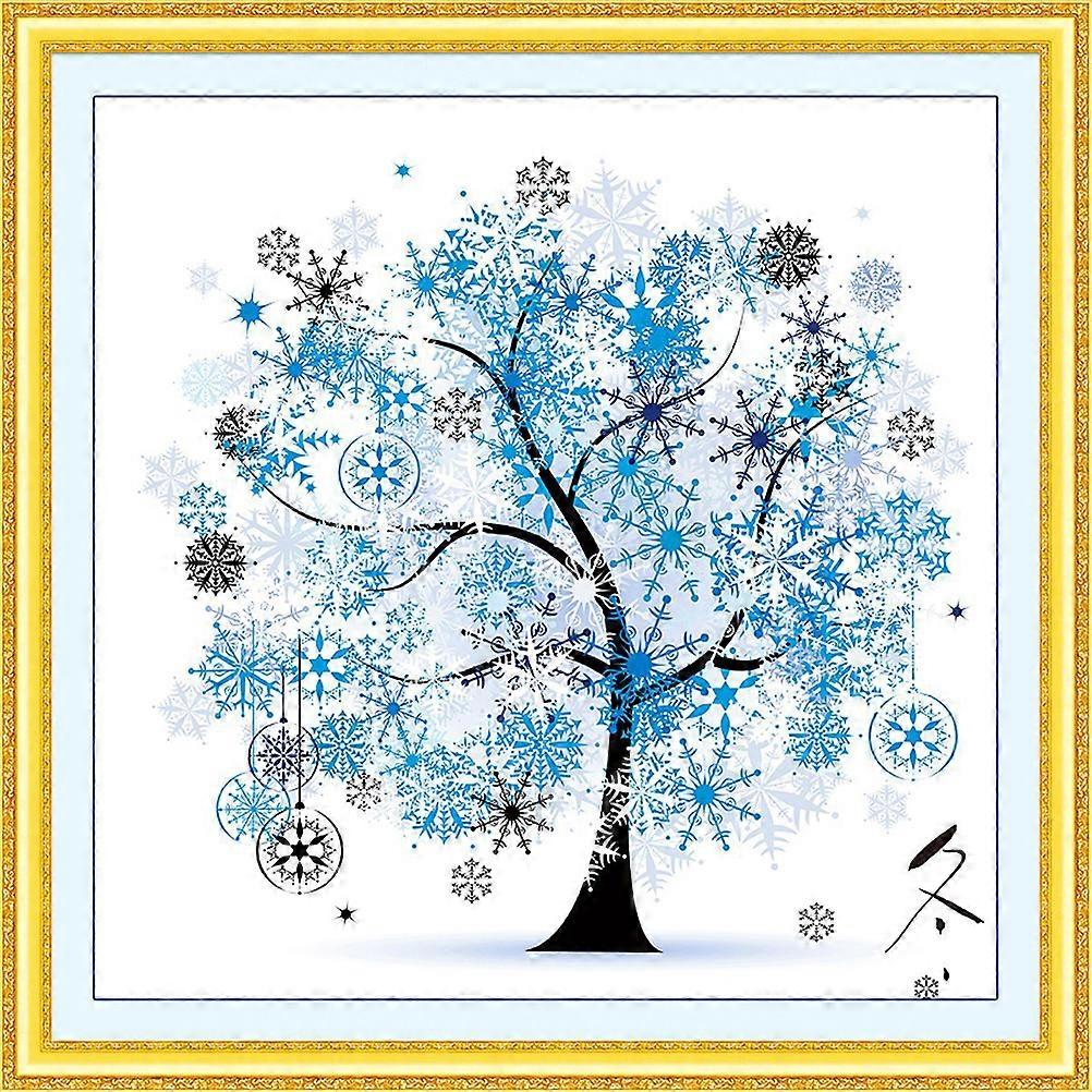 DIY Handmade Needlework Embroidery Cross Stitch Set Colorful Tree Pattern Cross-Stitching Home Decoration (Winter)
