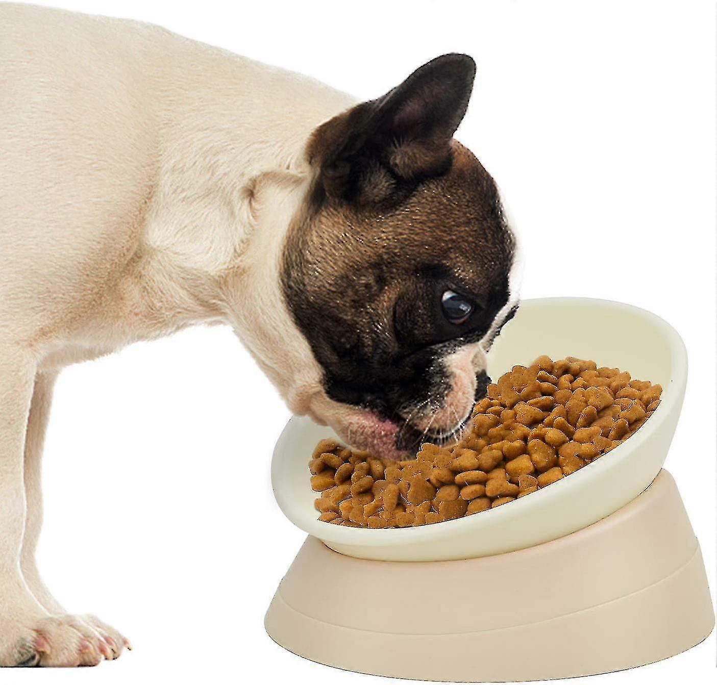 Französische Bulldogge Futternapf, Anted Tilted Mops Futter Wassernapf Non Ip Pet Feeder für Frenchie, Shih Tzu, flachgesichtige Hunde, Katze