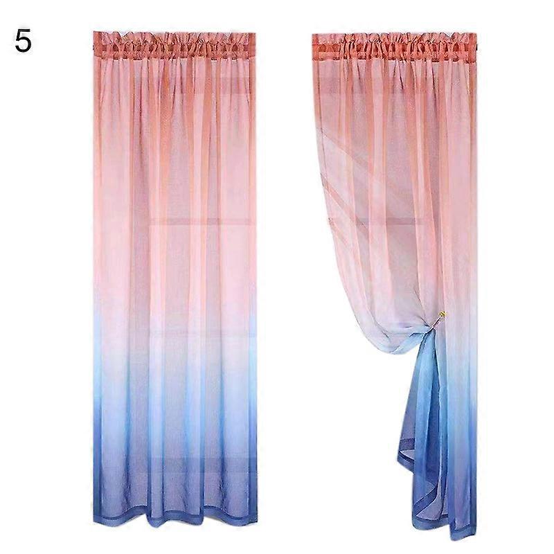 2Pcs Gradient Color Polyester Sheer Curtain Window Bedroom Drape Home Decor
