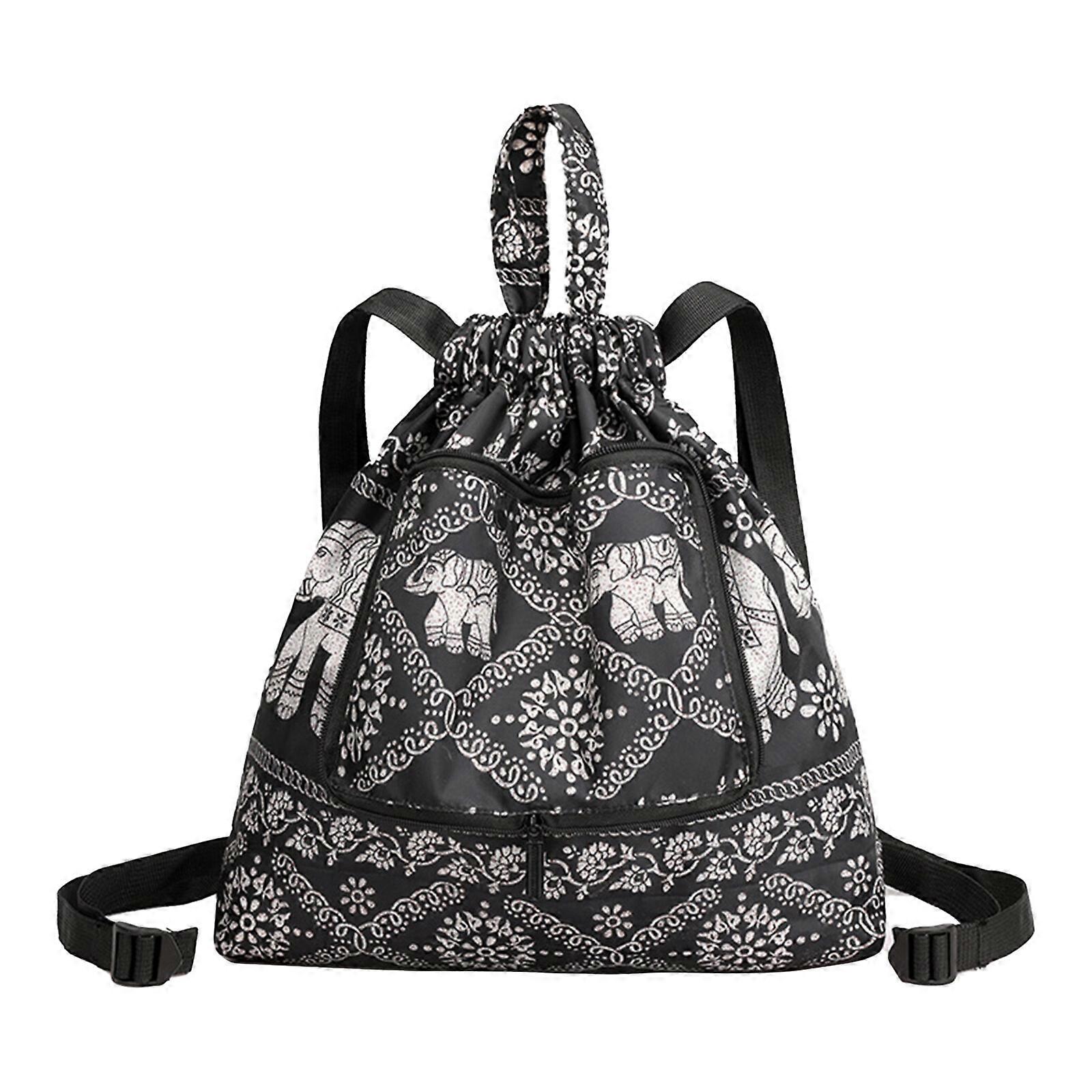 Foldable Drawstring Backpack Sports Gym Bag with Large Capacity and Lightweight Nylon Material