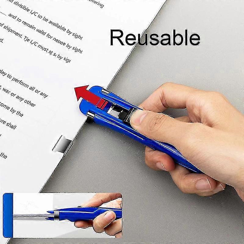 Klips Push Stapler Fast Klips Stifter Bindingsklips Gjenbrukbar Bærbar Trykkklemme Ikke Skade Papir For