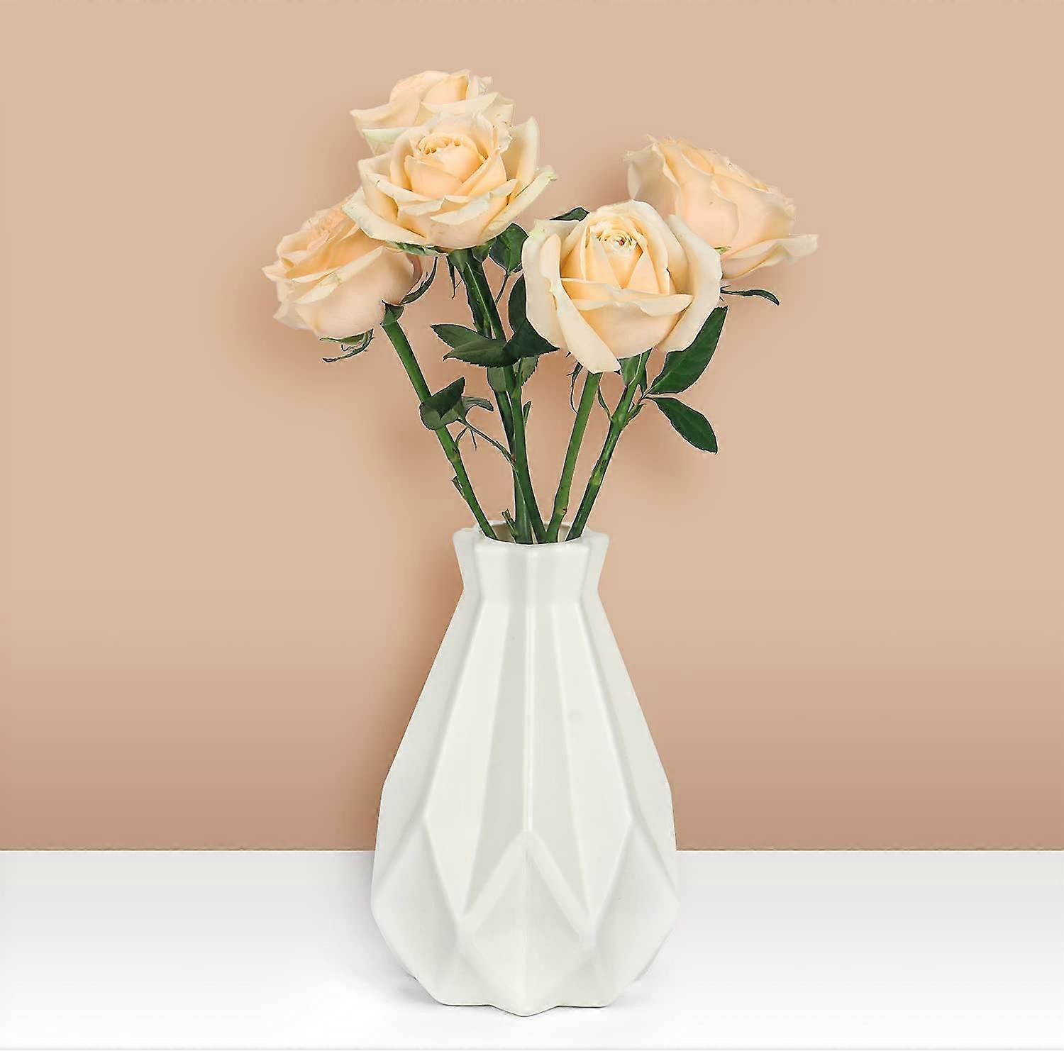 White Decorative Vase, Unbreakable Plastic Vases, Modern Geometric