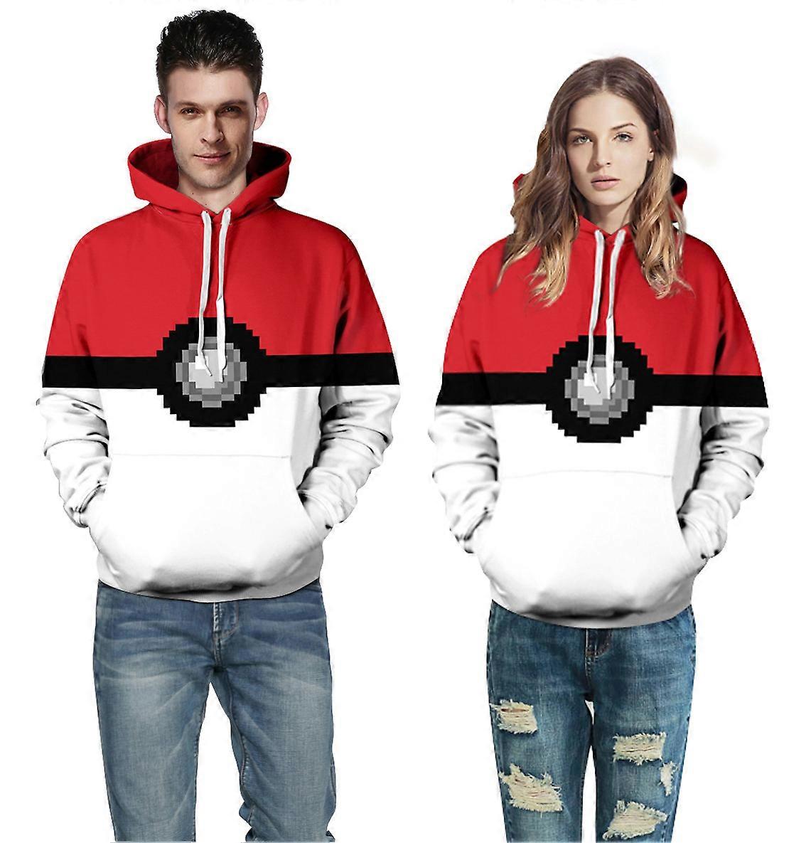Couple's fashionable loose version with hooded sweatshirt personalized digital print for men and women