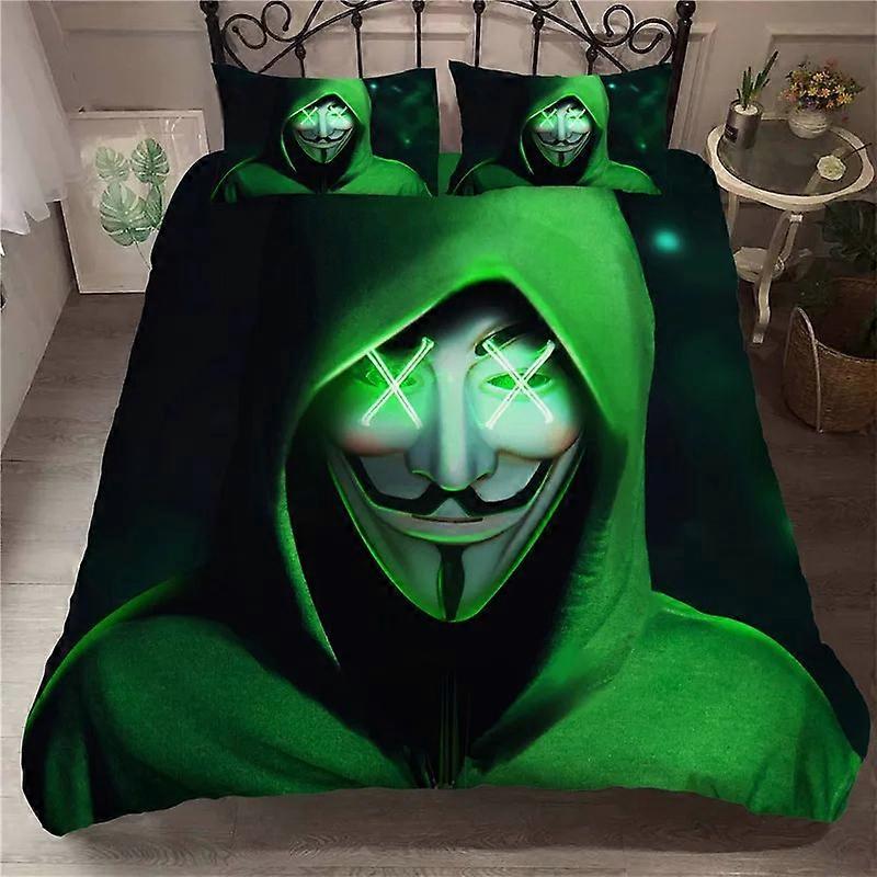a2931 Lakan ed Anonymus med mask sängkläder set pojkar flickor påslakan örngott säng barn vuxen hem textilextil3-delat sängkläder set (1 täcke