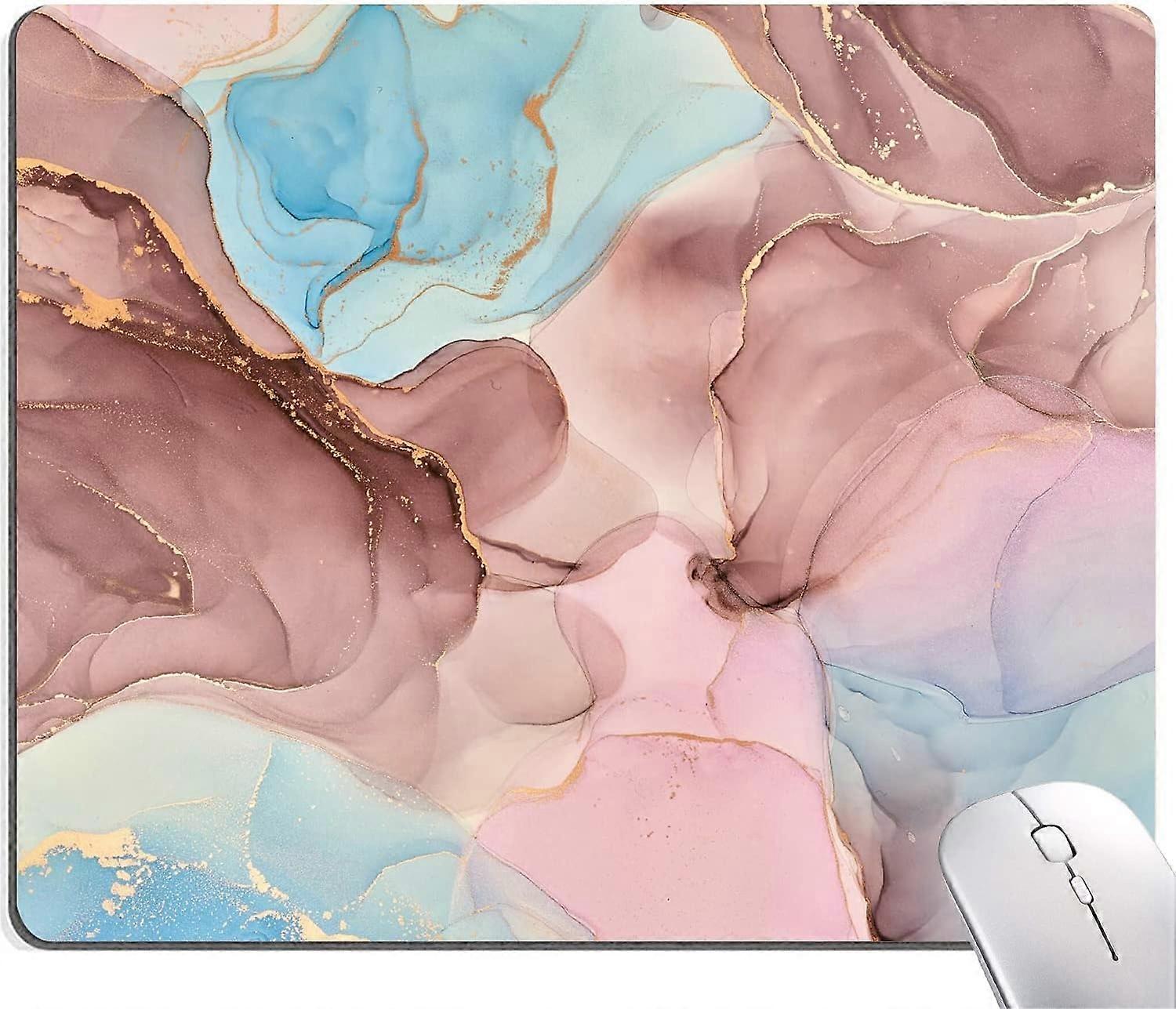 Mouse Pad, Cute Marble Mouse Pad, Mouse Mat Square Waterproof Mousepad with Design, Non-Slip Rubber