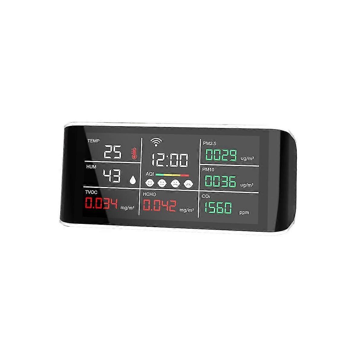 Tuya 9 i 1 WIFI luftkvalitet detektor CO2 gass tester PM2.5 PM10 TVOC Formaldehyd Monitor LED Displ