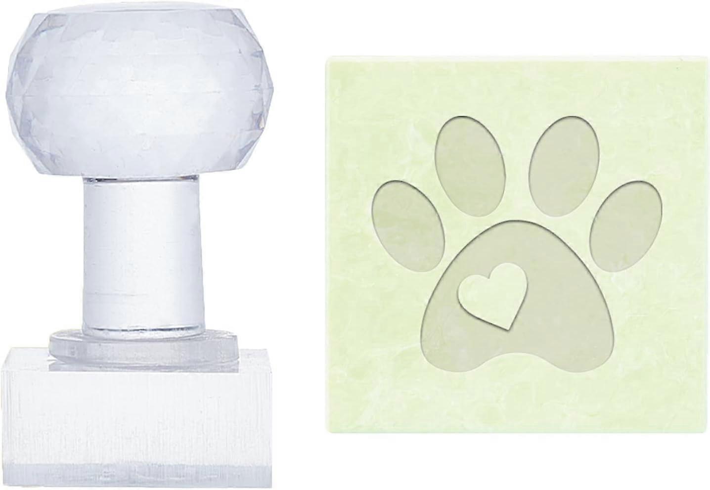 Paw Print Soap Stamp Animal Cat Dog Footprint Acrylic Stamp Soap Embossing Stamp Soap Chapter Imprint Stamp for Handmade Soap Cookie Clay Pottery Bisc