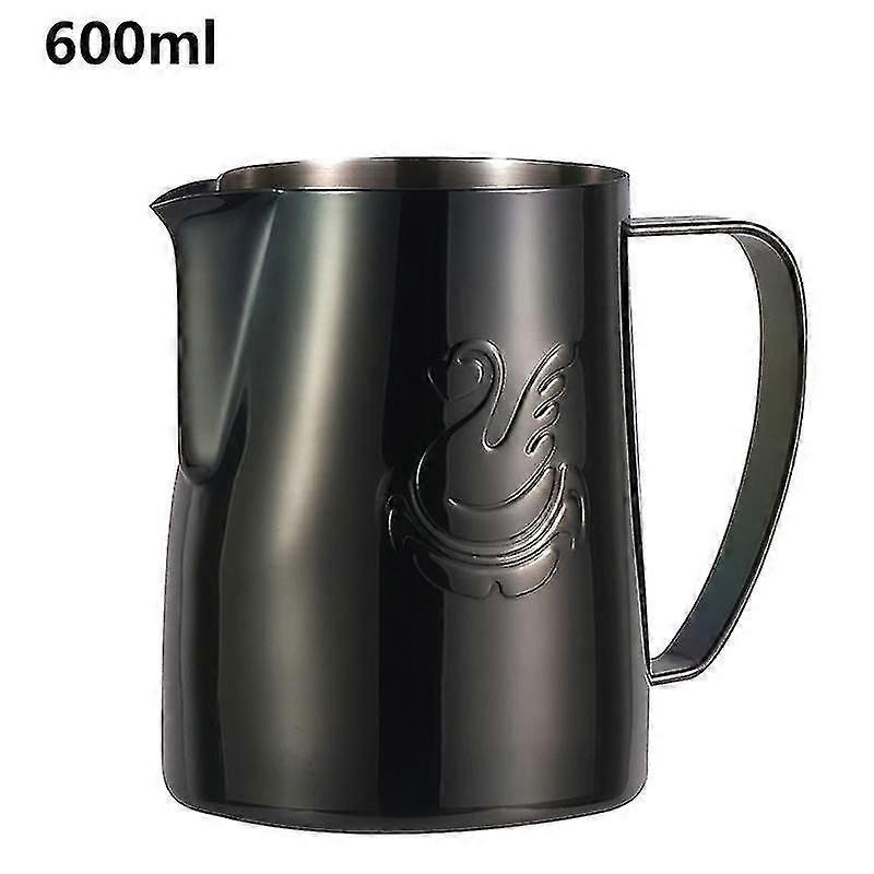 Jibbi Lait Vapeur Mousse Acier Inoxydable Antiadhésif Pot À Lait Tirer Fleur Compatible Avec Latte 600 600ml Noir Brillant