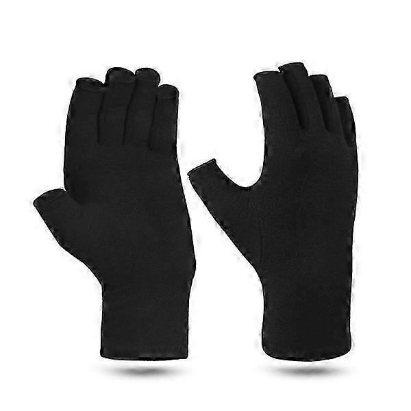 Fingerless Compression Gloves - Pair of Black M