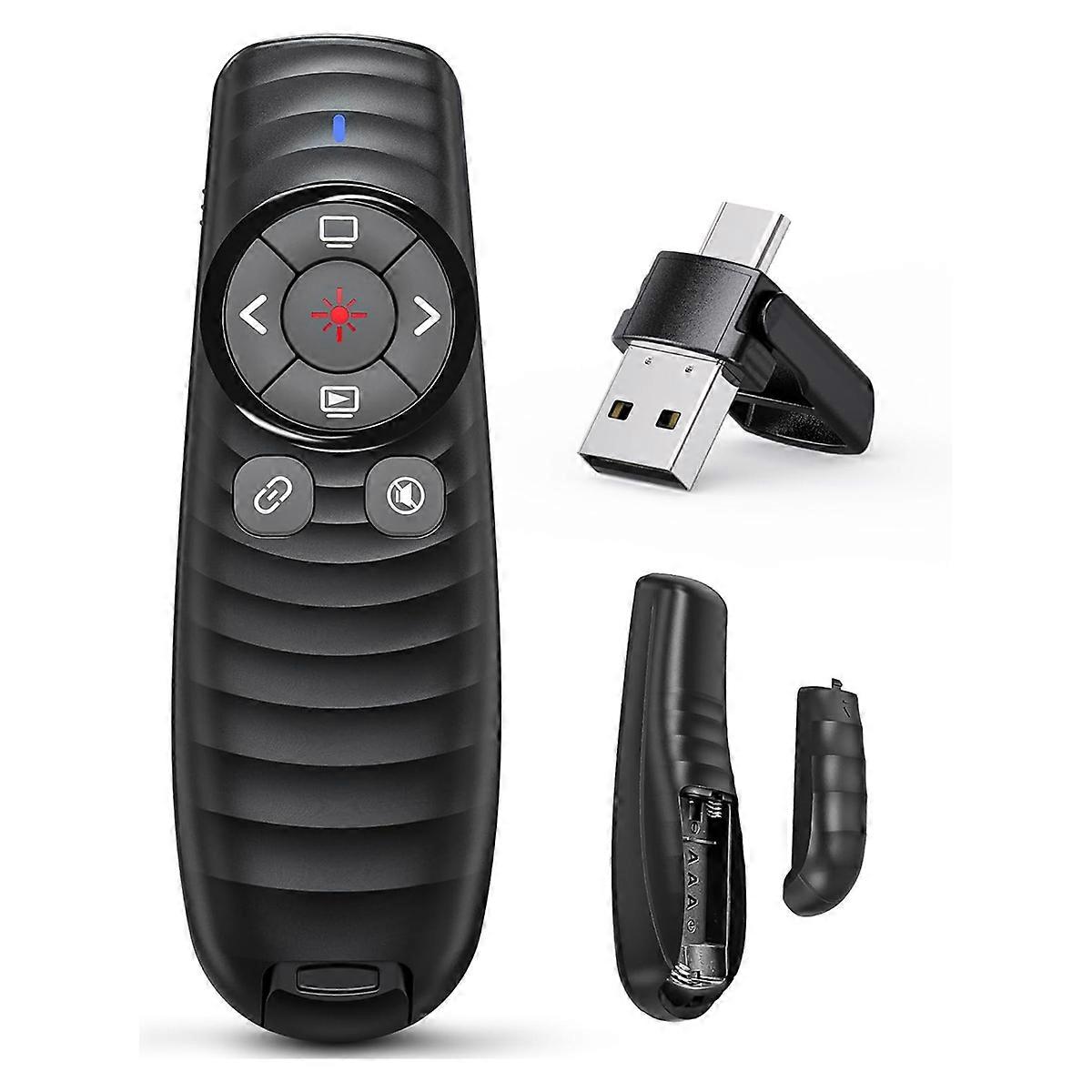 Präsentation Clicker 2-in-1 USB/Typ C Wireless Presenter Clicker, PPT Fernbedienung Rot für PC/Laptop, von