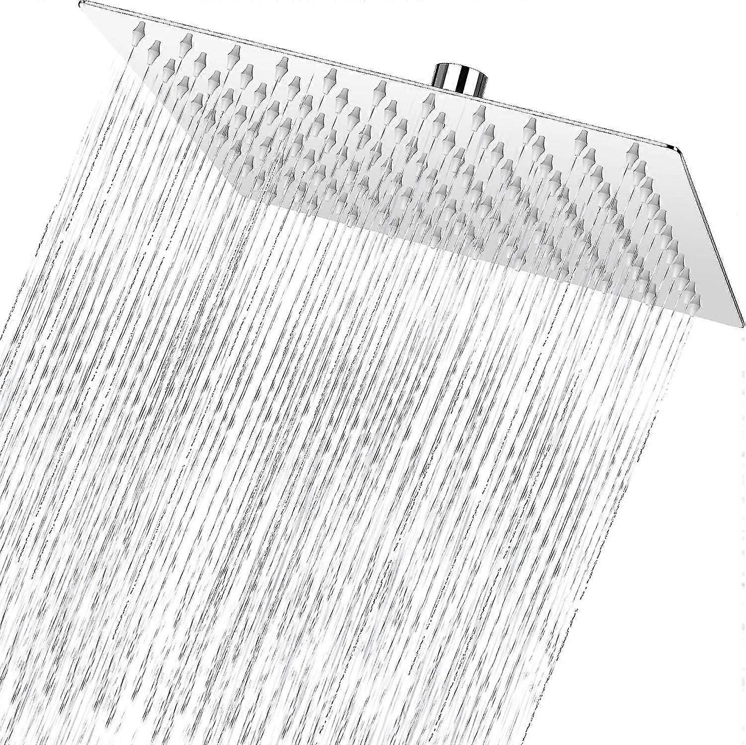 High-pressure Rain Shower Nozzle, 10-inch Square Silicone Nozzle For Optimal Pressurization, Stainless Steel, Large Flow