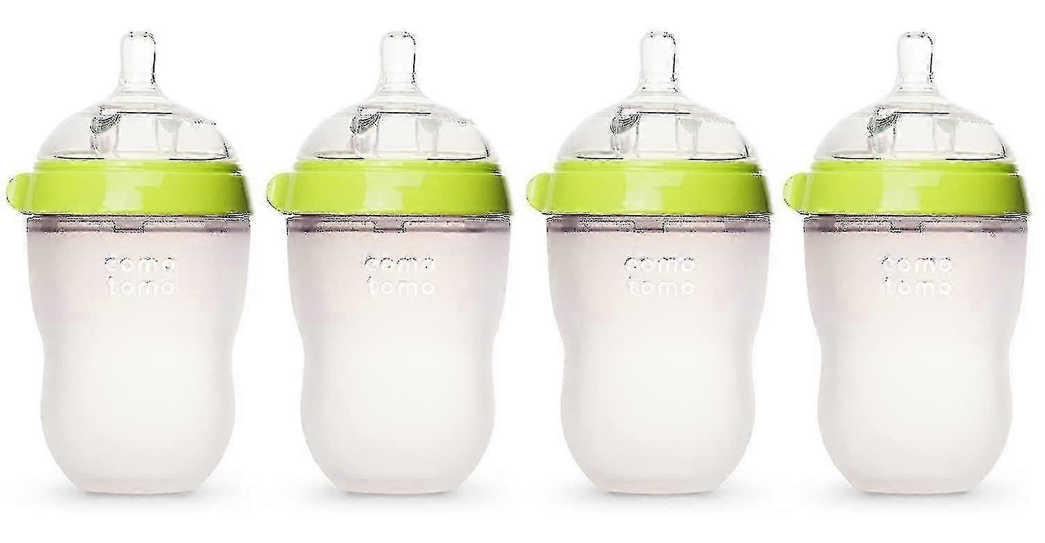 Comotomo Feel Bottle, 4 Pack (green, 8 Oz)