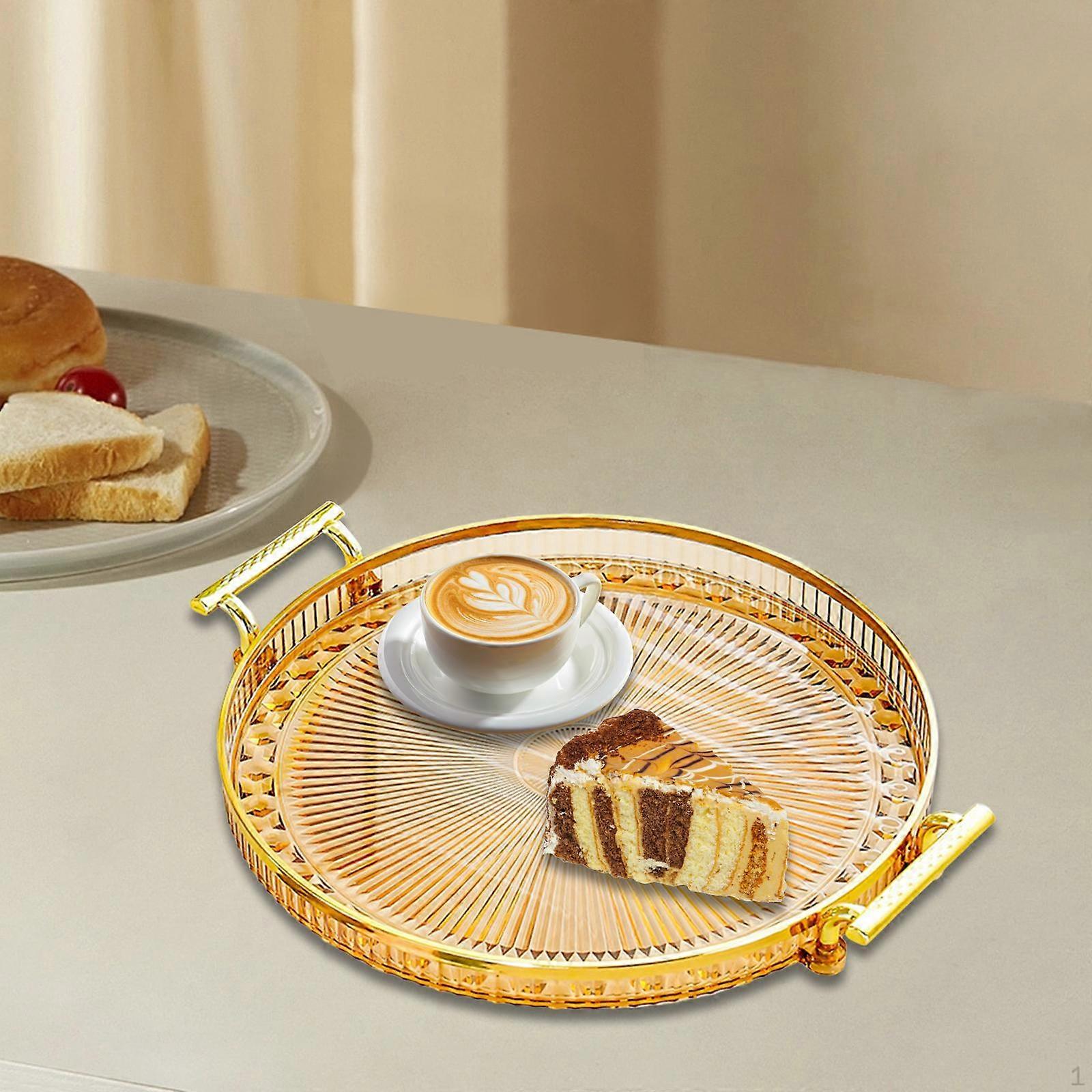 Countertop Fruit Bowl Storage Tray Round with Handle Dish Modern for Hotel