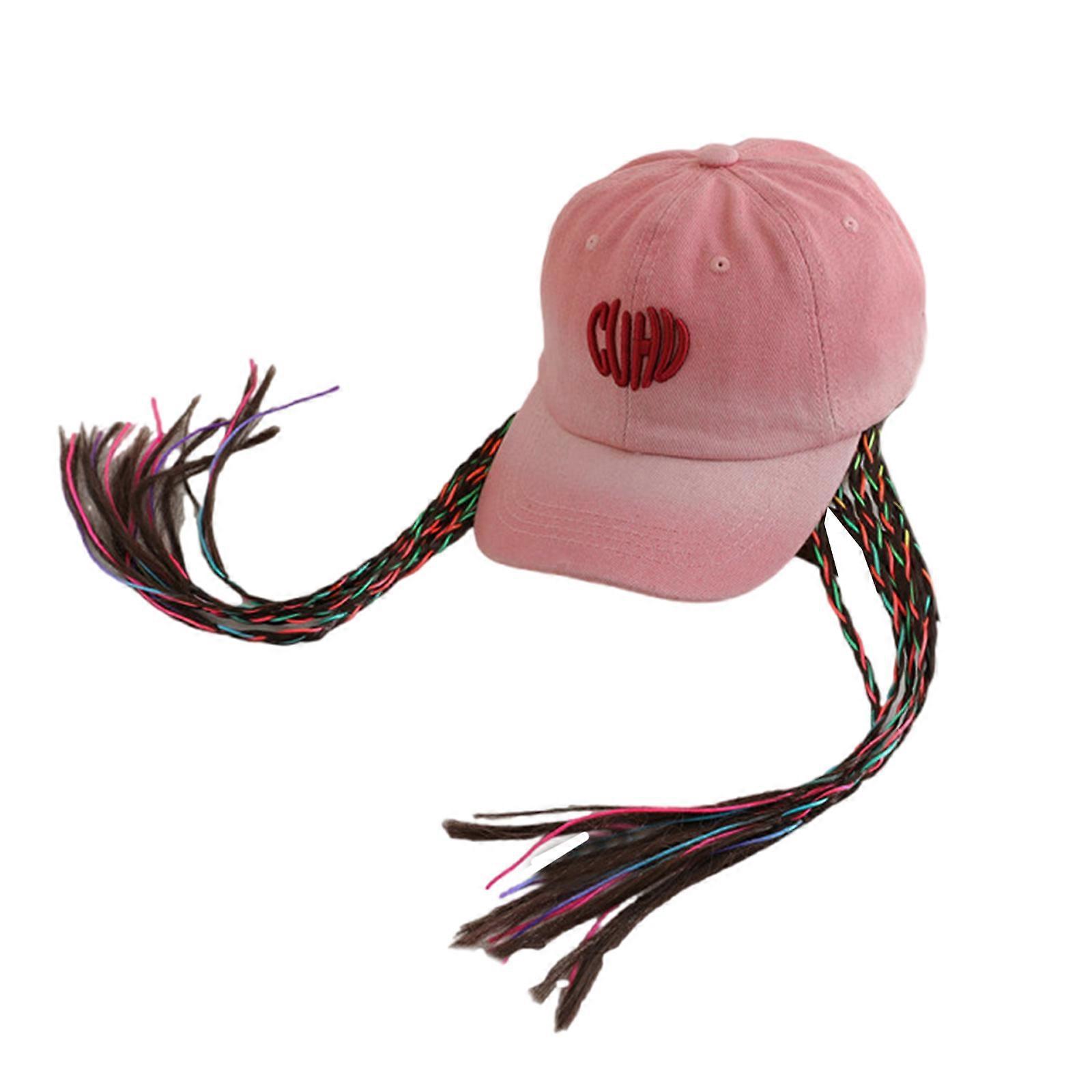 Fashion Wigs Hat Elegant Natural Hat Synthetic Long Twist Braid Ponytail Hat for Creative Playing  Pink