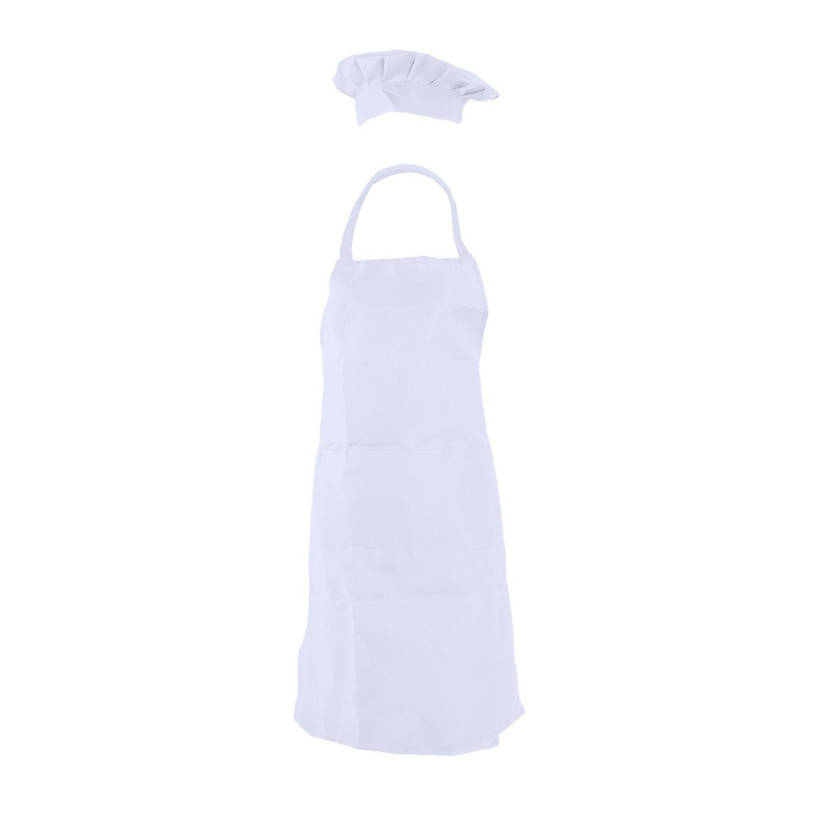 Professional Apron Set with Hat and Adjustable Strap, Fashionable and Functional for Restaurant Use  White