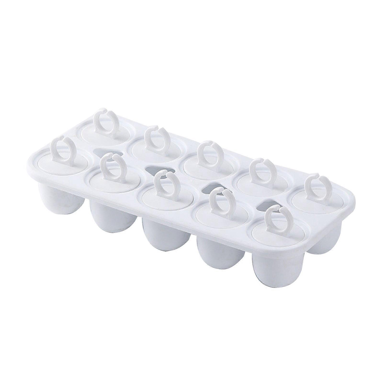 10 Cavity Ice Cream Molds with Ring Stick Handle Reusable Ice Lollys Mould Ice Popsicles Molds Non Stick Ice Tray