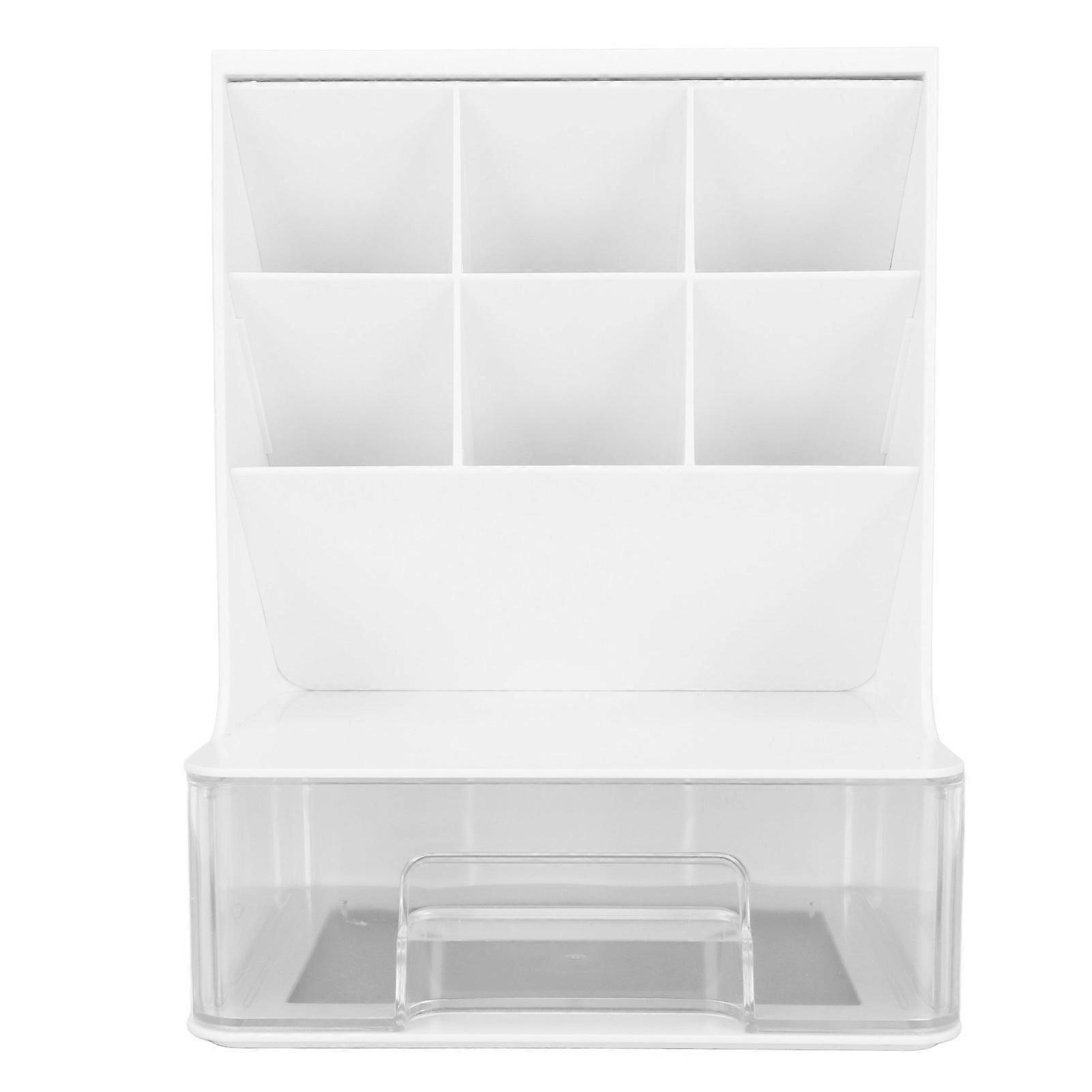 Slant Pen Organizer for Student with Drawer Large Capacity Rounded Corners Desktop Stationary Organizer for School