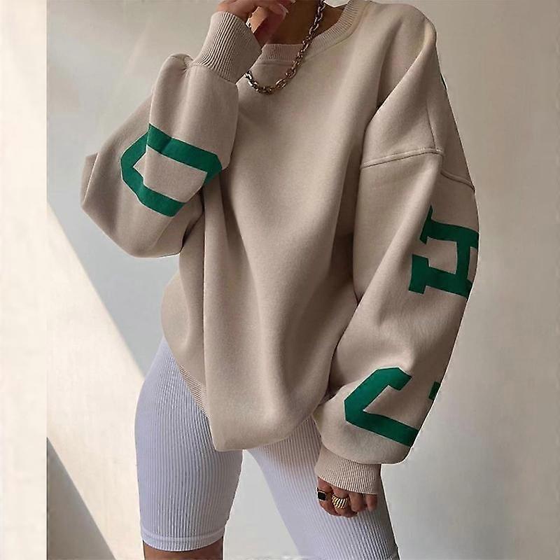 Women's Sweatshirt Stylish Print Long-sleeved Top Casual Thick Loose Pullover