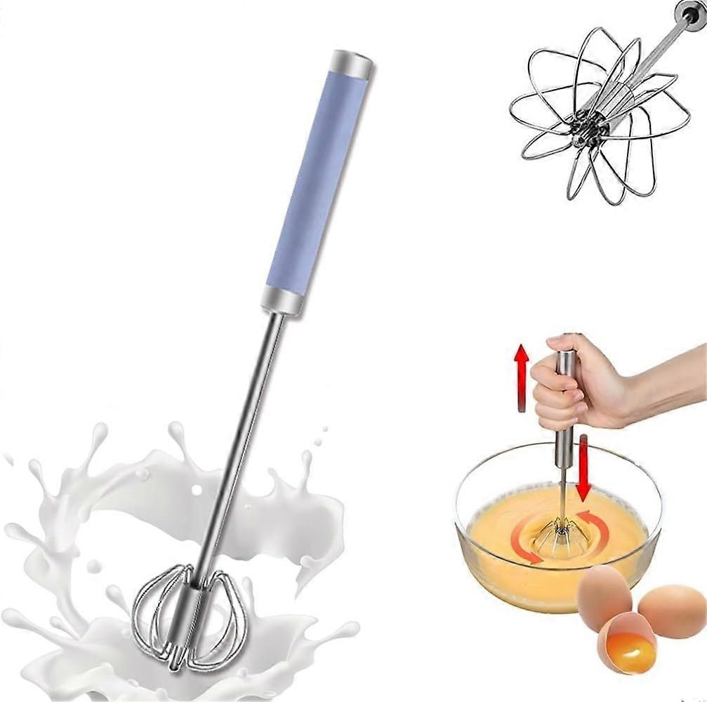 Stainless Steel Semi-Automatic Egg Whisk Hand Push Rotary Blender Stirrer (10 inch)