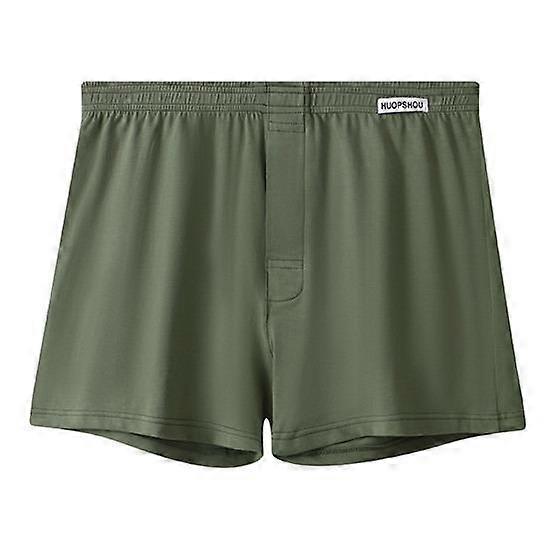 Men Boxer Underwear Open Design Button Placket Mid-rise Elastic Waistband Shorts Briefs Solid Color Loose Fit Underwear
