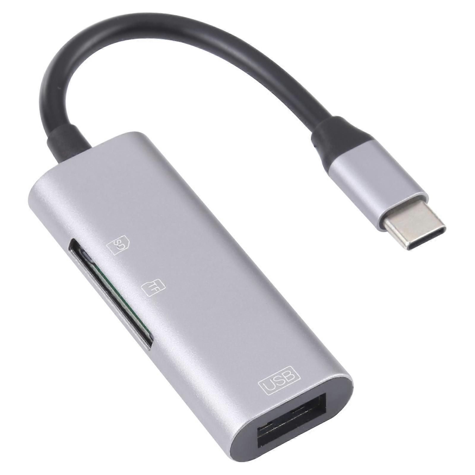 NK-3040 3 in 1 USB-C / Typ-C Stecker auf USB-Buchse + SD / TF-Kartensteckplätze Adapter SD / TF-Kartenleser