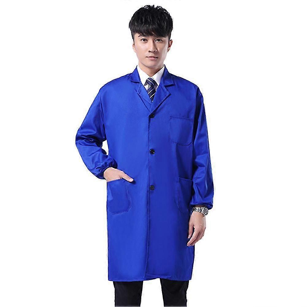 الرجال الغبار طويل / قصير الأكمام أزرار جيوب مستودع مختبر معطف ملابس العمل