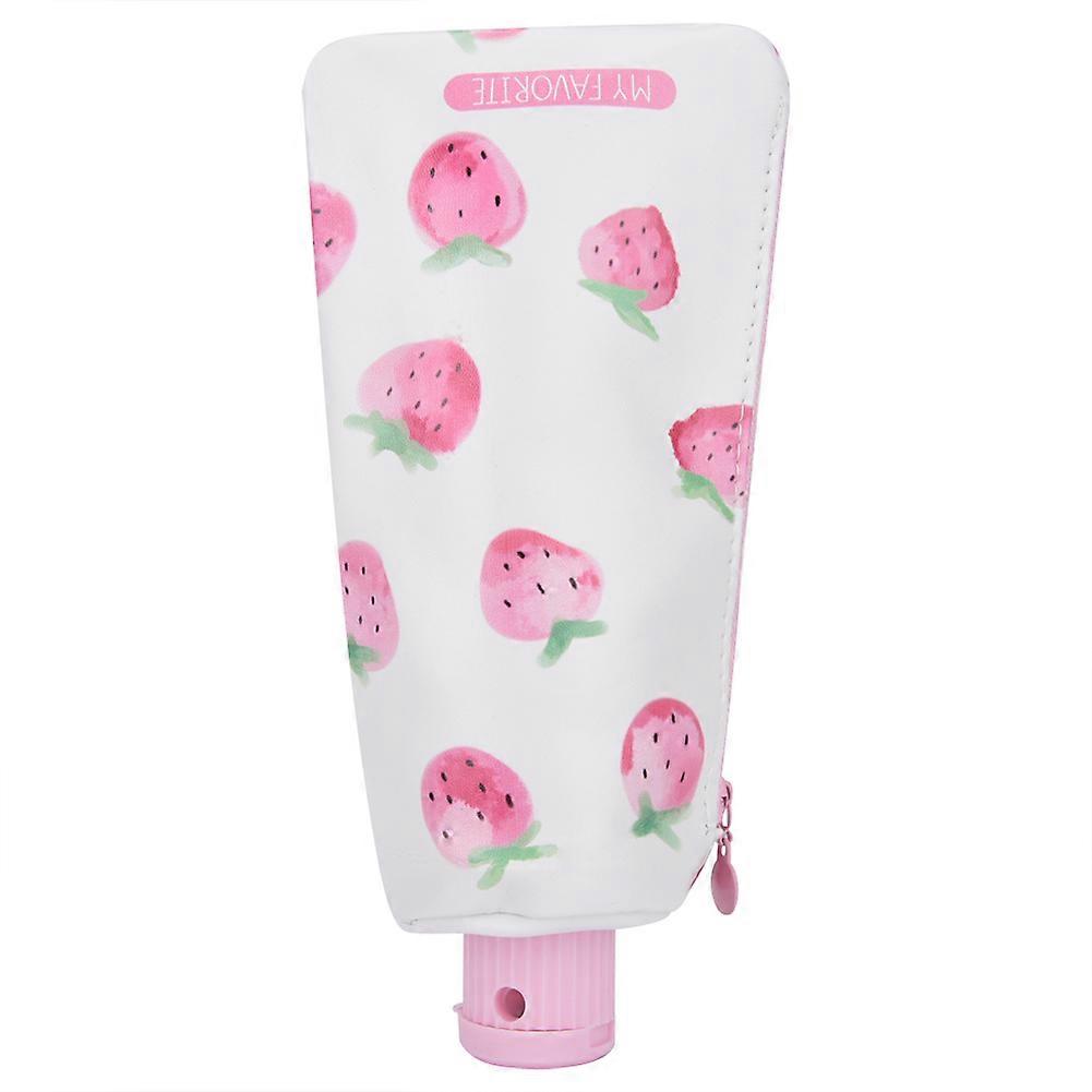 Toothpaste Shape Pen Storage Bag with Sharpener Mini Pencil Case(Multiple Strawberries)
