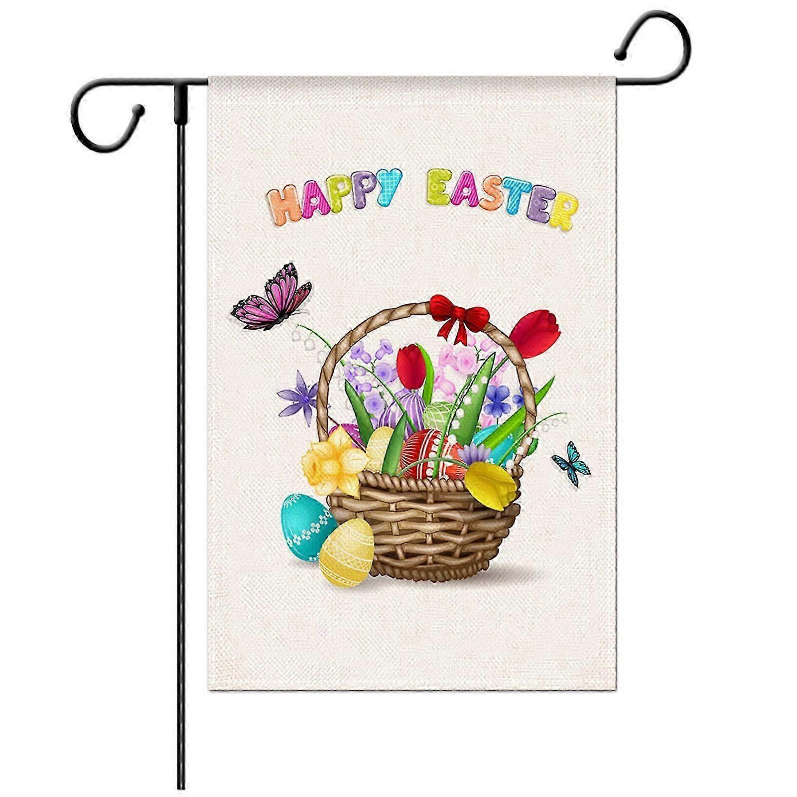 Easter Garden Flag Vertical Double Sided Printed Bunny Egg Flower Pattern for Ba