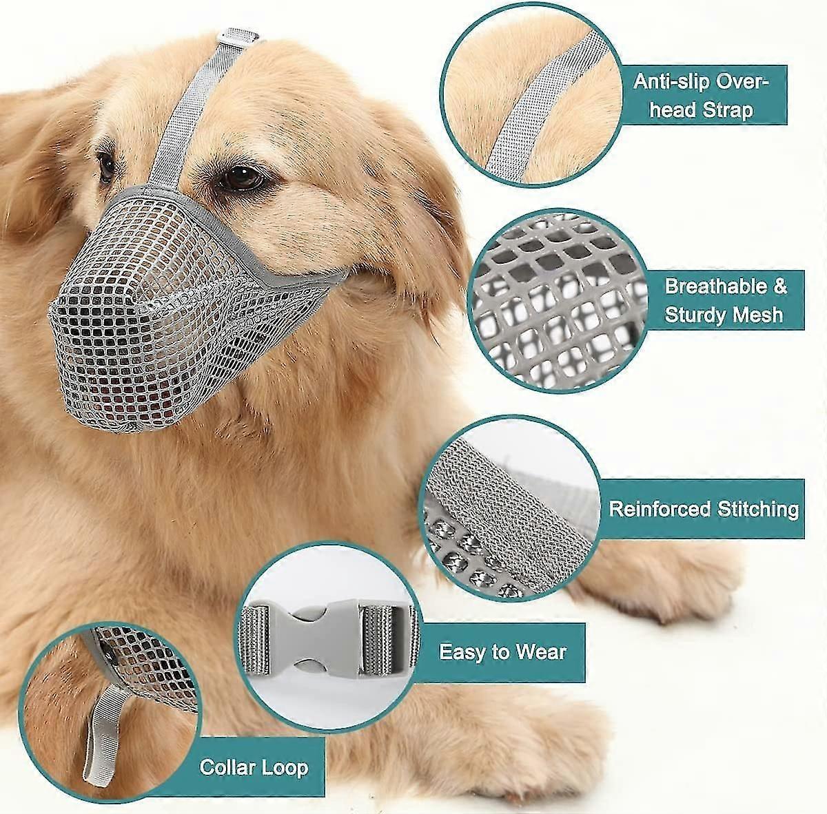 Dog Muzzle With Adjustable Straps, Soft Mesh Covered Muzzles For Small Medium Large Dogs
