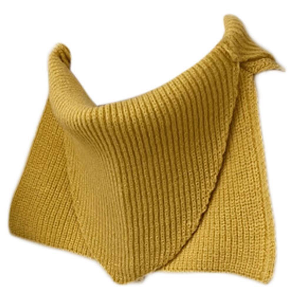 Femmes Automne Côtelé Tricot Châle Col Wrap Soirée Décontracté Hiver Cape Haussement d’épaules Foulard Couleur Unie Boléro Cou Plus Chaud Jaune