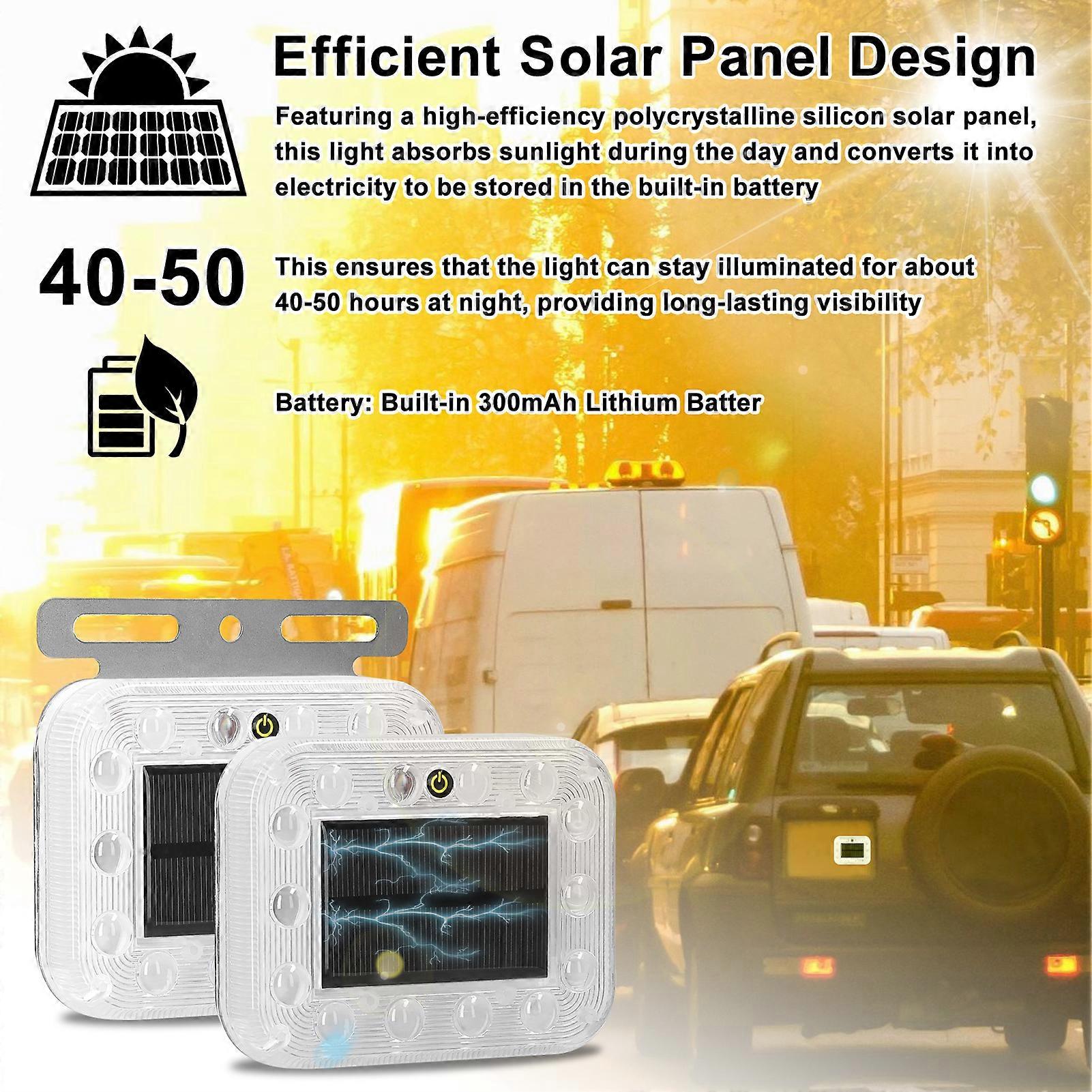 Color LED Solar Flashing Warning Light for Car, Truck, Tractor & Construction Vehicle - IP67 Waterproof, 3 Flashing Modes