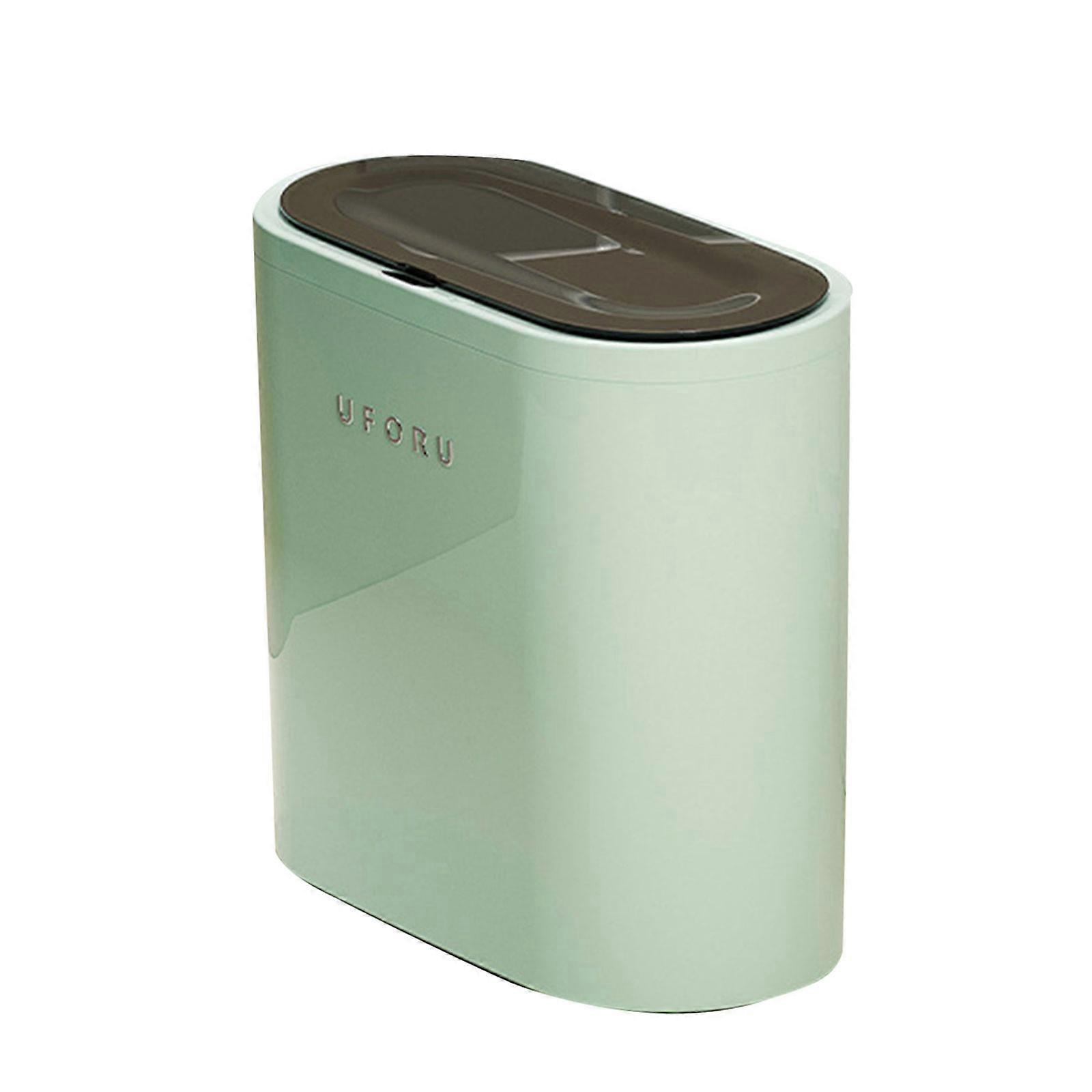 Touchless Trash Bin, Automatic Plastic Slim Garbage Can Small White Wastebasket for Toilet, Office, Bedroom