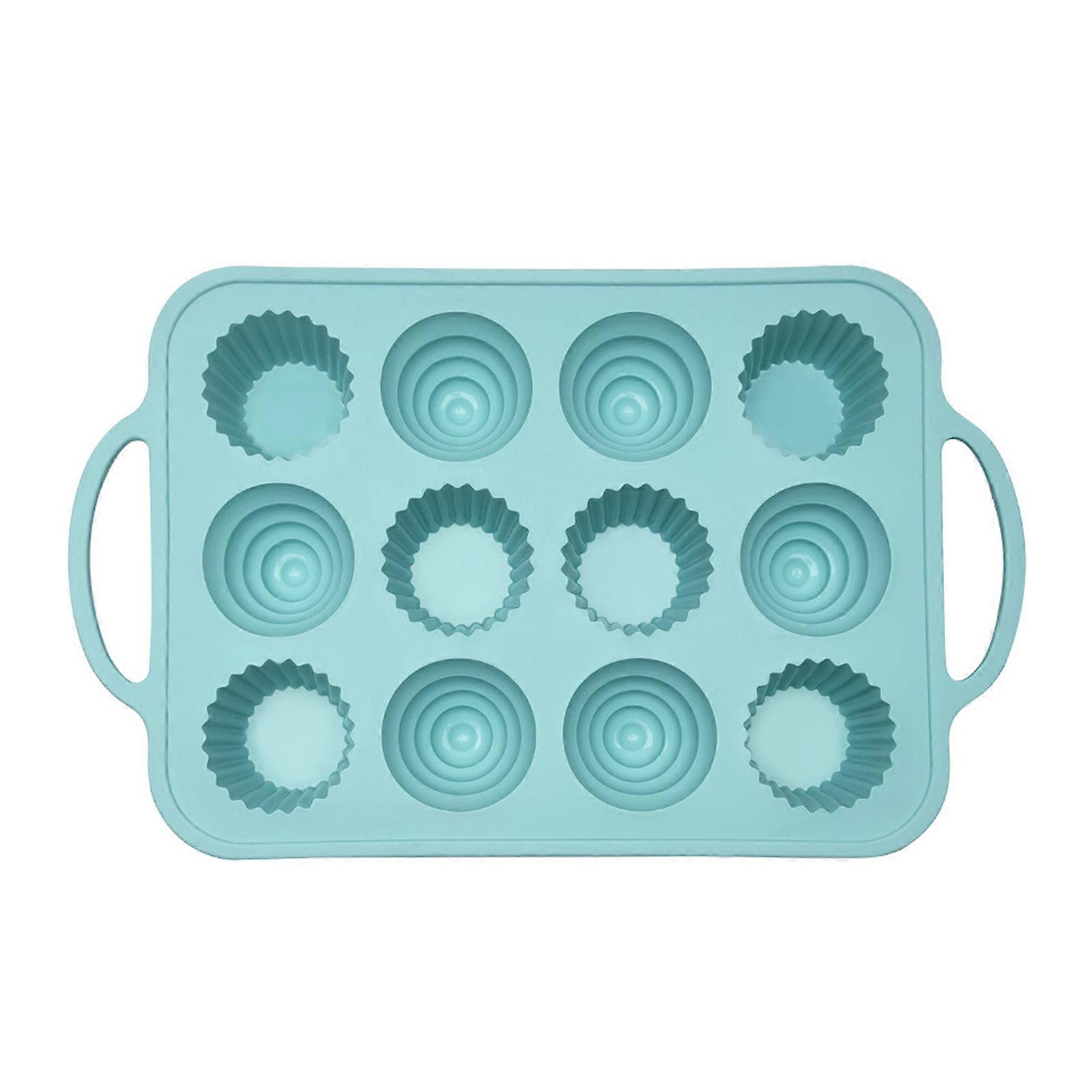 12キャビティDIYラウンドケーキモールドチョコレートモールドチョコレートベーキングガジェットキッチンベーキング用焦げ付き防止シリコーン素材北欧グリーン